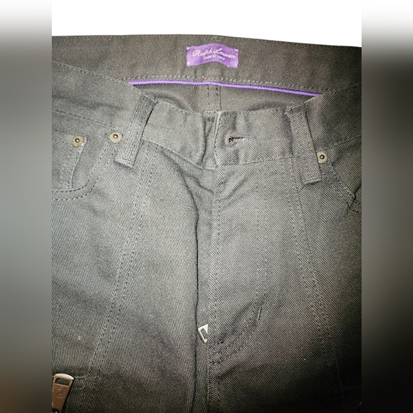 Ralph Lauren Purple Label 32 Black Cargo Biker Moto Zipper Jeans Italy Rare - Picture 9 of 11